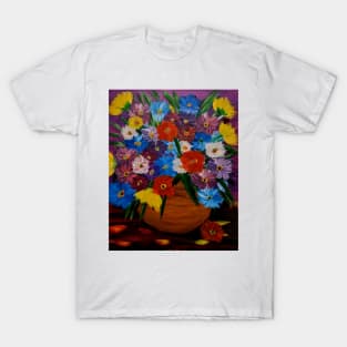 A lovely boutique of mixed flowers in a gold vintage vase T-Shirt